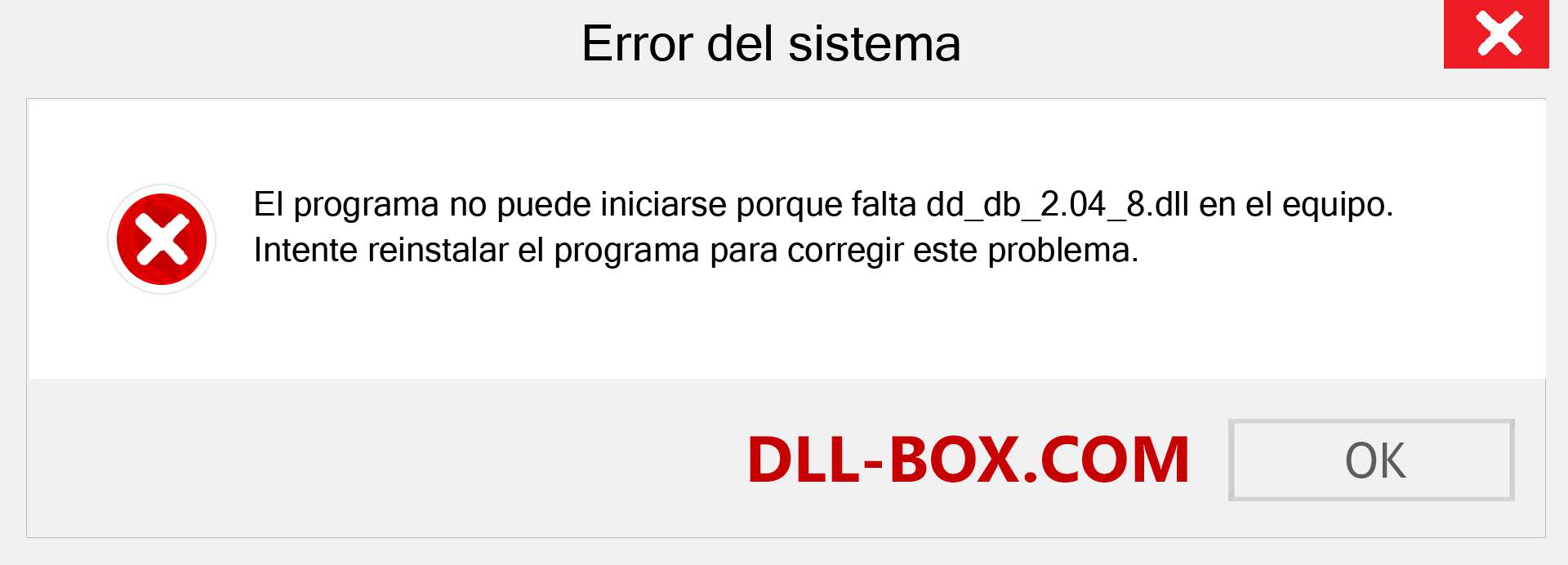 ¿Falta el archivo dd_db_2.04_8.dll ?. Descargar para Windows 7, 8, 10 - Corregir dd_db_2.04_8 dll Missing Error en Windows, fotos, imágenes